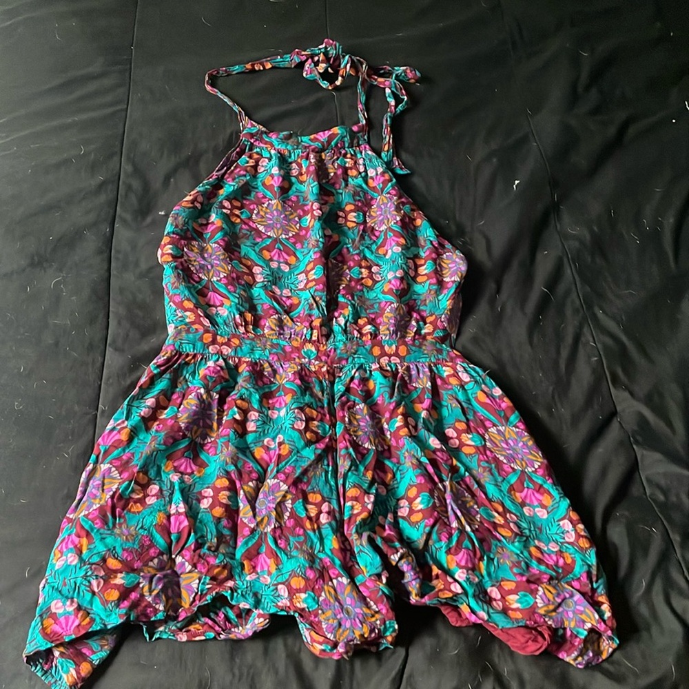 Free People halter neck, open back romper